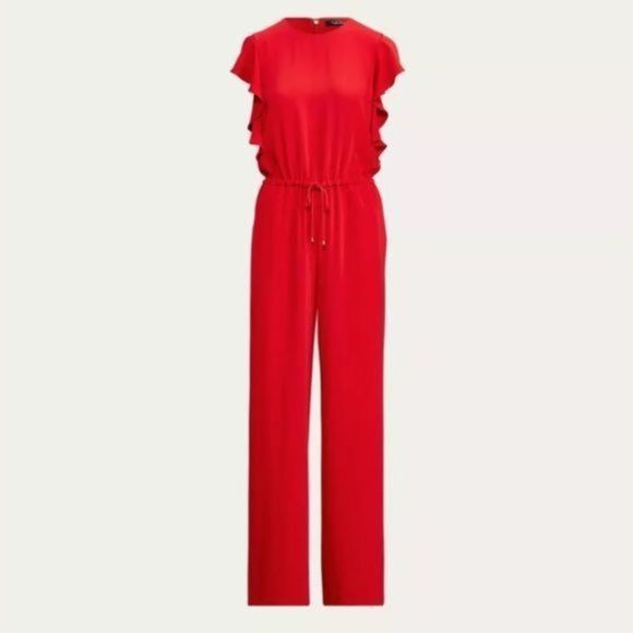 034 Ralph Lauren ruffled trim jumpsuit NWT Size 4 - Picture 8 of 11